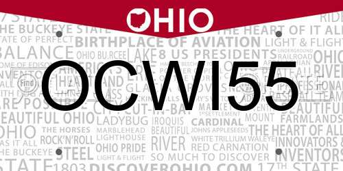 OCWI55 Ohio License Plate