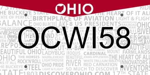 OCWI58 Ohio License Plate