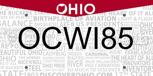 OCWI85 Ohio License Plate