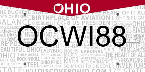 OCWI88 Ohio License Plate