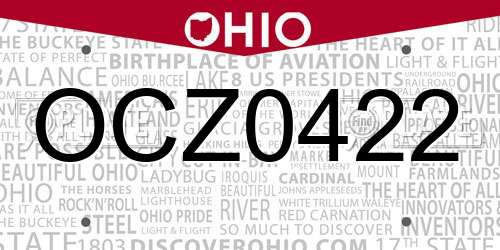 OCZ0422 Ohio License Plate