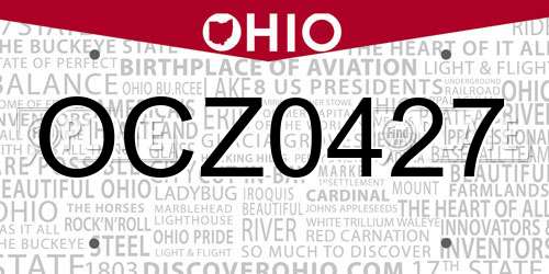 OCZ0427 Ohio License Plate