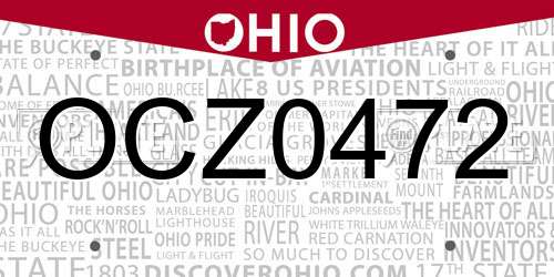 OCZ0472 Ohio License Plate