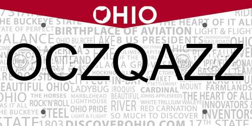 OCZQAZZ Ohio License Plate