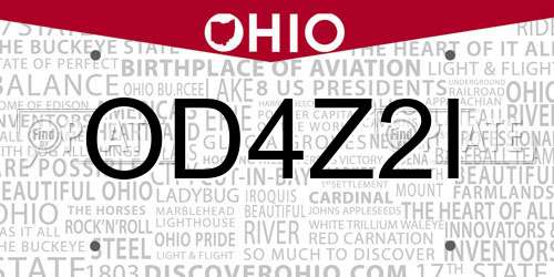 OD4Z2I Ohio License Plate