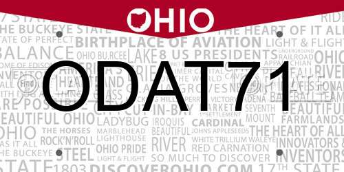 ODAT71 Ohio License Plate