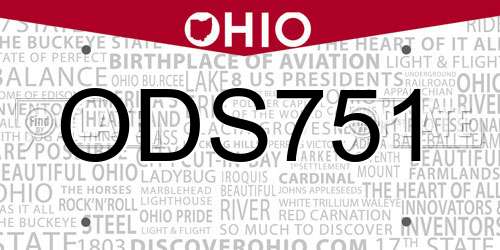 ODS751 Ohio License Plate