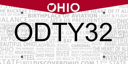ODTY32 Ohio License Plate