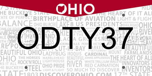 ODTY37 Ohio License Plate