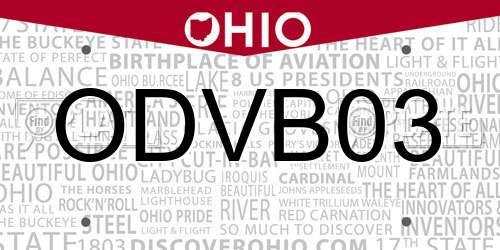 ODVB03 Ohio License Plate