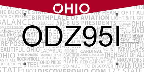 ODZ95I Ohio License Plate