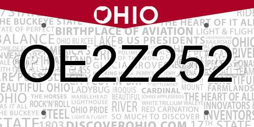 OE2Z252 Ohio License Plate
