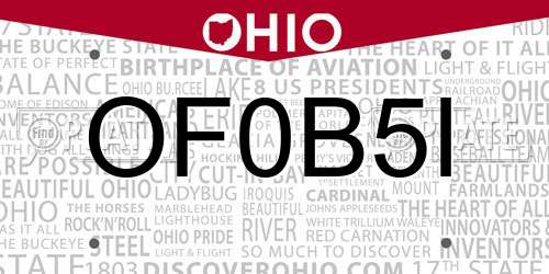 OF0B5I Ohio License Plate