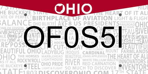OF0S5I Ohio License Plate