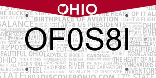 OF0S8I Ohio License Plate