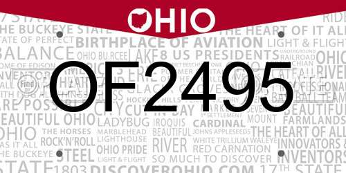 OF2495 Ohio License Plate