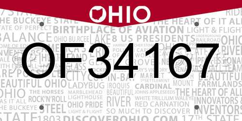 OF34167 Ohio License Plate
