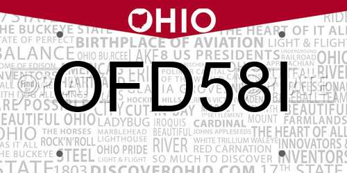 OFD58I Ohio License Plate