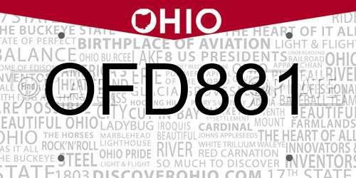OFD881 Ohio License Plate