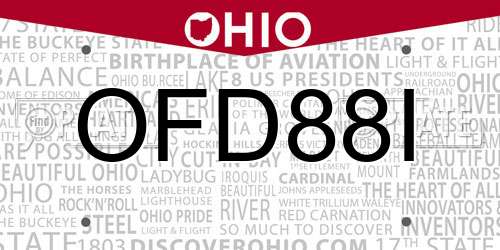 OFD88I Ohio License Plate