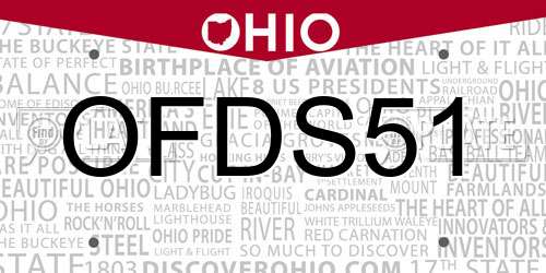 OFDS51 Ohio License Plate