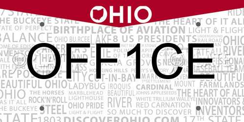 OFF1CE Ohio License Plate