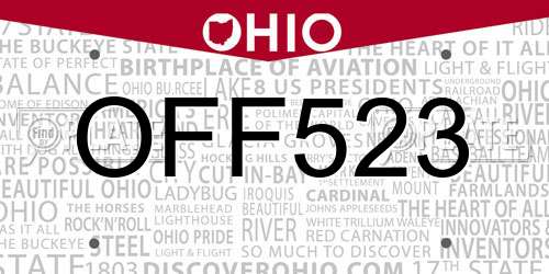 OFF523 Ohio License Plate