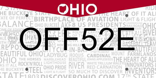 OFF52E Ohio License Plate