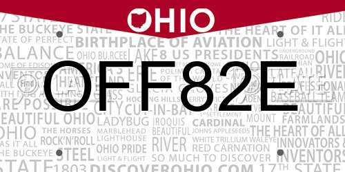 OFF82E Ohio License Plate