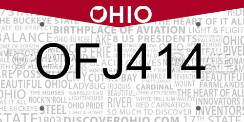 OFJ414 Ohio License Plate