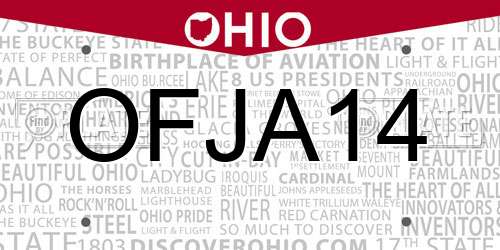 OFJA14 Ohio License Plate