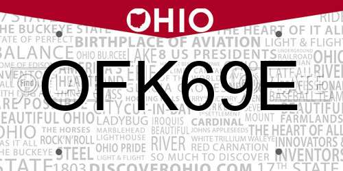 OFK69E Ohio License Plate