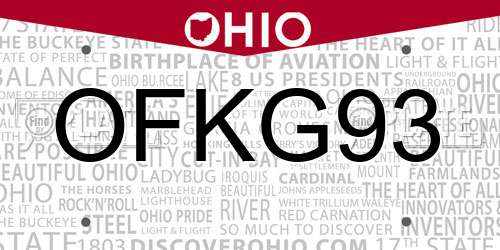 OFKG93 Ohio License Plate