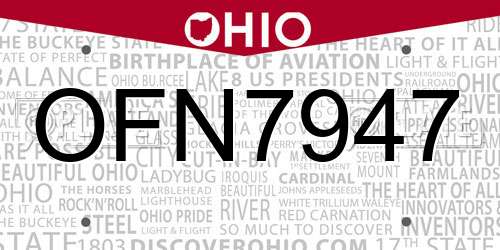 OFN7947 Ohio License Plate