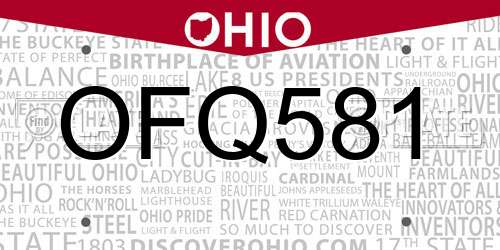 OFQ581 Ohio License Plate