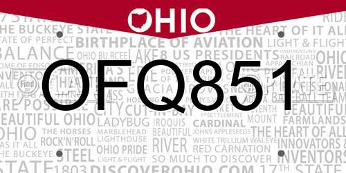 OFQ851 Ohio License Plate
