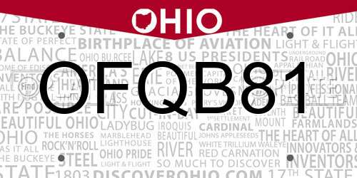 OFQB81 Ohio License Plate
