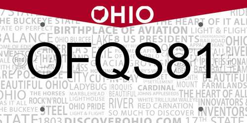 OFQS81 Ohio License Plate