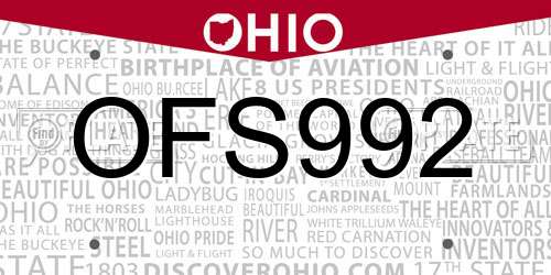 OFS992 Ohio License Plate