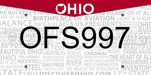 OFS997 Ohio License Plate
