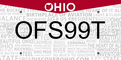 OFS99T Ohio License Plate