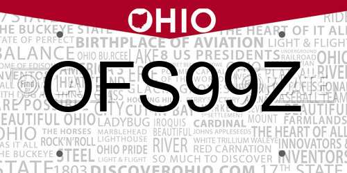 OFS99Z Ohio License Plate
