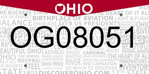 OG08051 Ohio License Plate