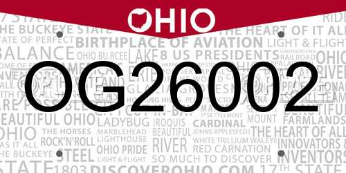 OG26002 Ohio License Plate
