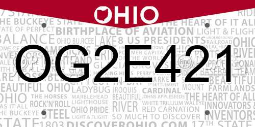 OG2E421 Ohio License Plate