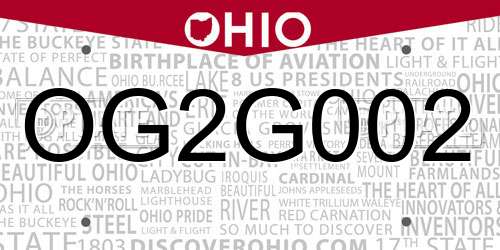 OG2G002 Ohio License Plate