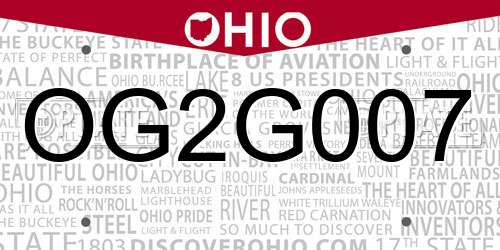 OG2G007 Ohio License Plate