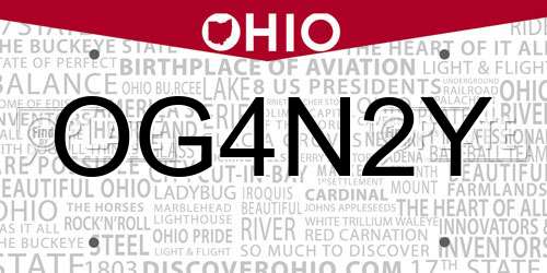 OG4N2Y Ohio License Plate