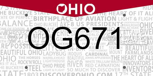 OG671 Ohio License Plate