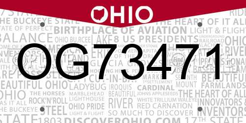 OG73471 Ohio License Plate